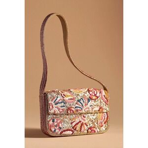 NWT Anthropologie Fiona Beaded Bag 
Seashells Shoreline Purse Golden LE Summer